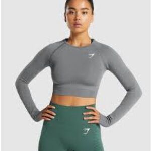 Gymshark Charcoal Long Sleeve Crop Top